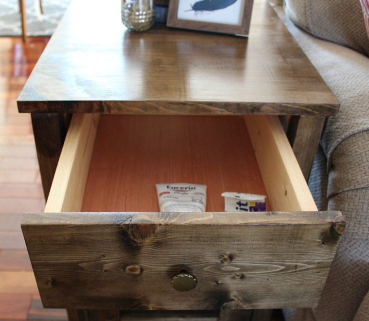 DIY Farmhouse Side Table With Storage--AKA The Diaper Cabinet