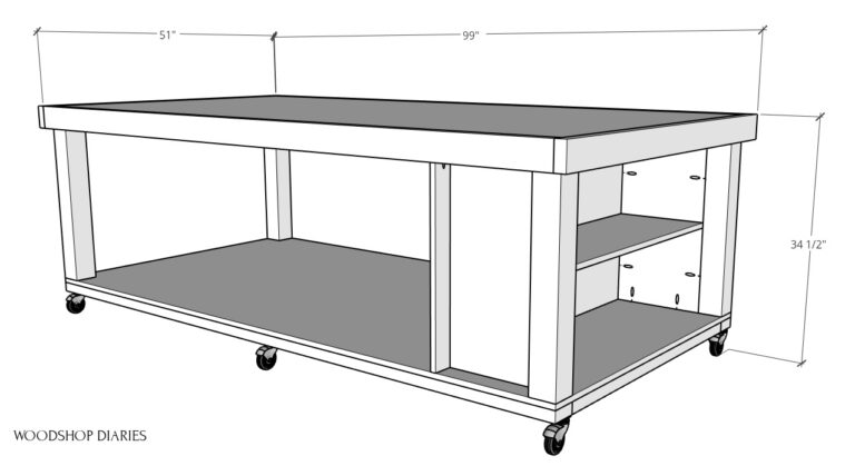 DIY Mobile Workbench with Plans--Storage, Outfeed, & Assembly