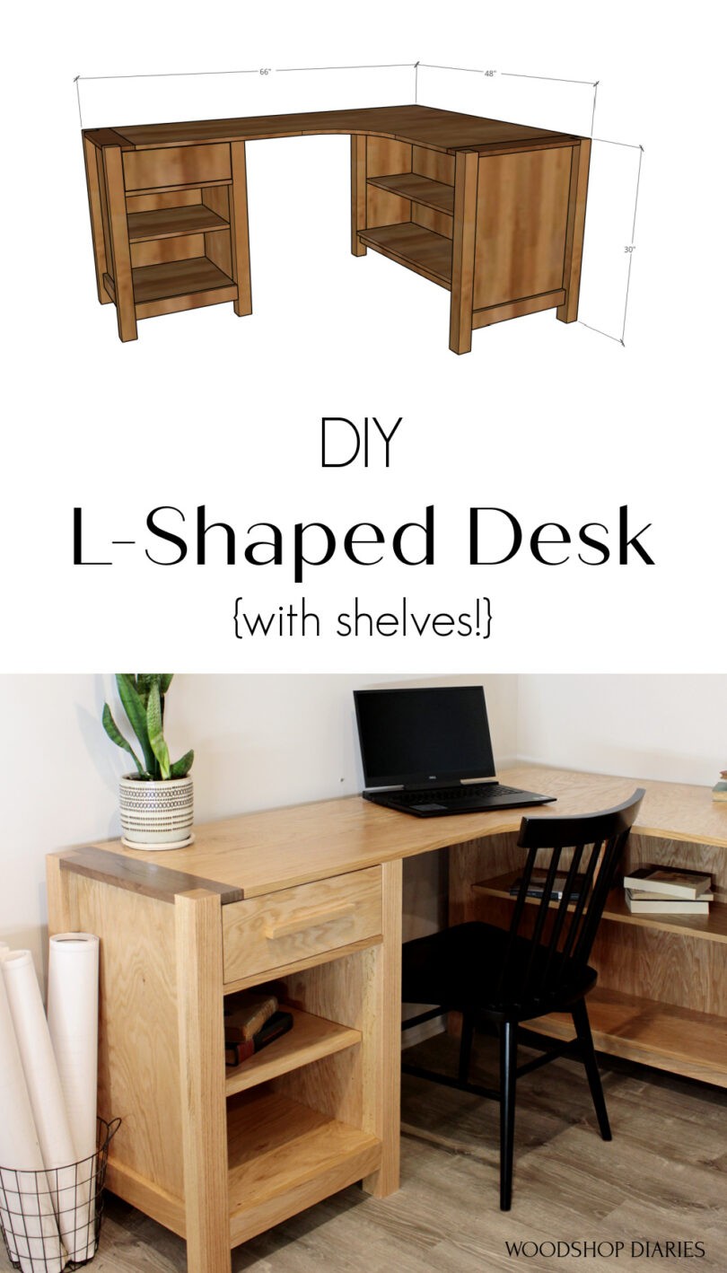 How to Build a DIY L Shaped Desk--With Shelves!