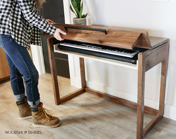 How to Build a DIY Keyboard Stand {Or Flip Top Writing Desk!}