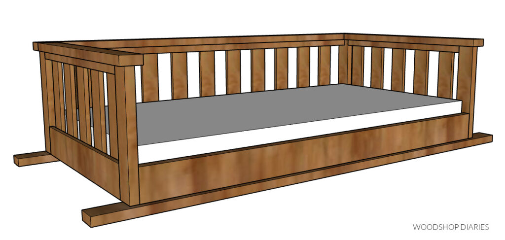 DIY Porch Swing Bed | Printable Building Plans in TWIN & CRIB Bed Sizes