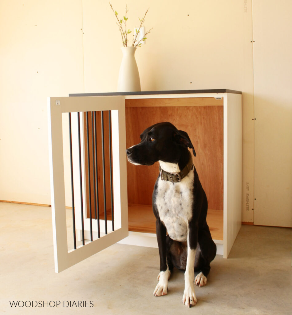 DIY Wooden Dog Crate Cabinet -- A Built in Dog Crate Project!