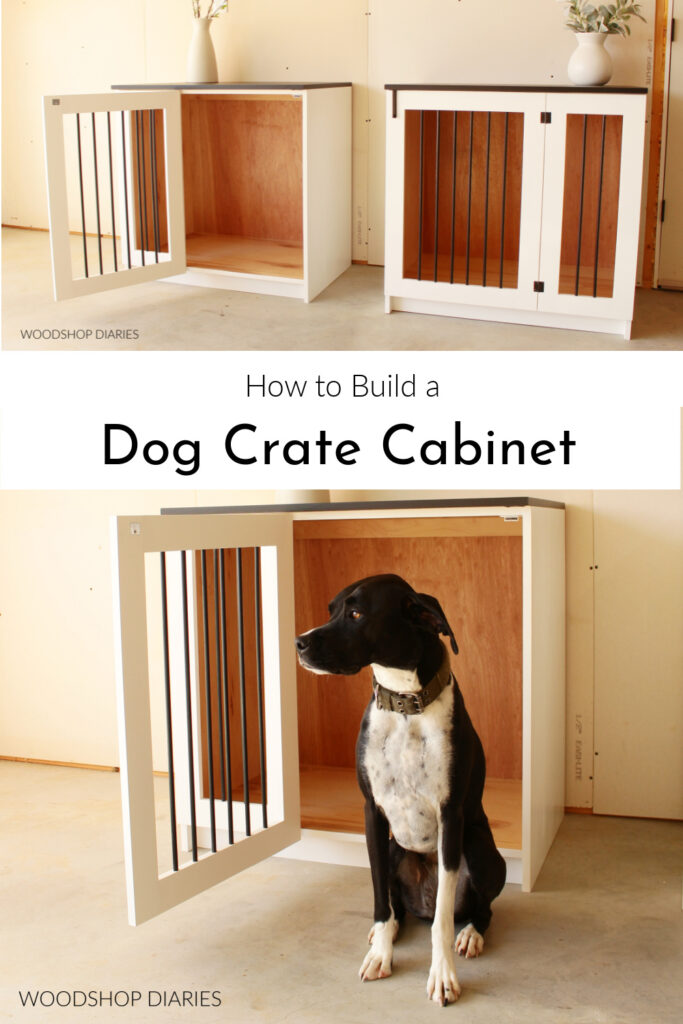 DIY Wooden Dog Crate Cabinet -- A Built in Dog Crate Project!