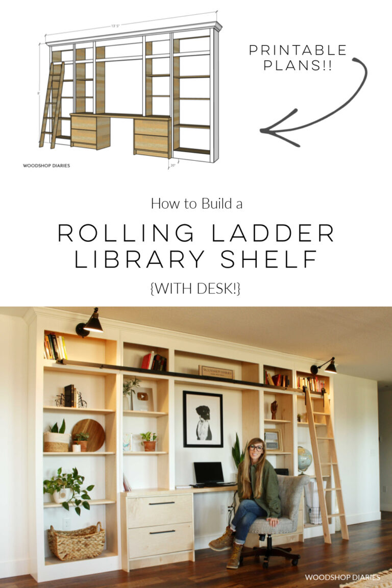 DIY Library Bookshelf with Desk --PRINTABLE BUILDING PLANS!