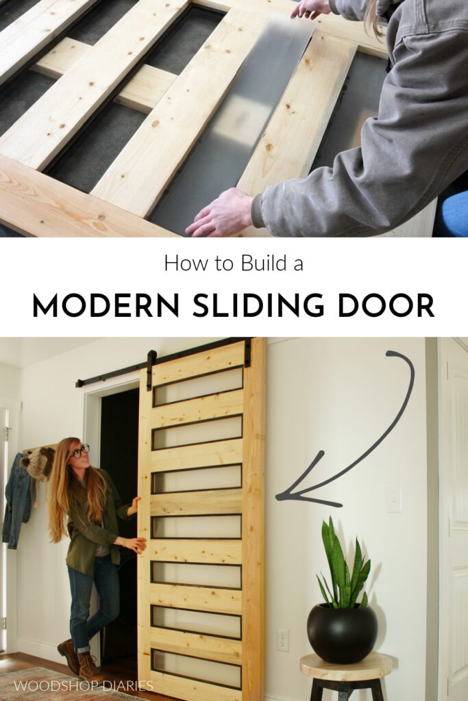 MODERN DIY Sliding Door with Frosted Glass Panels