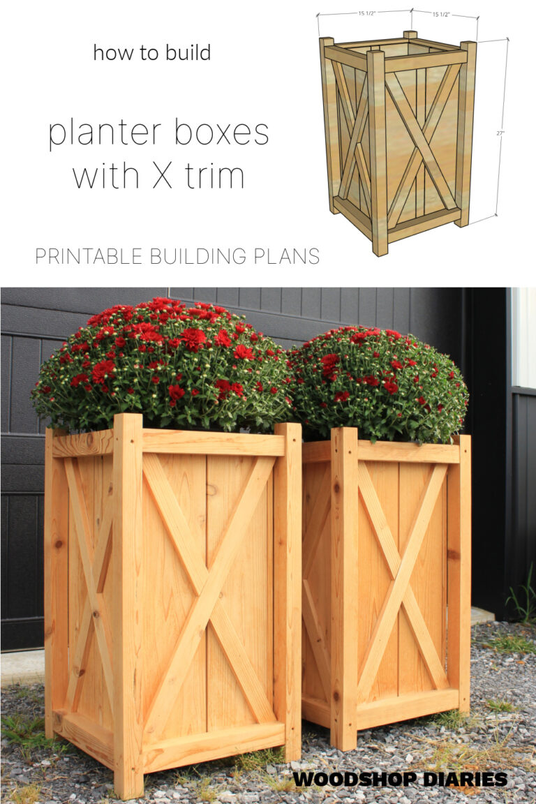 DIY Wooden Planters with X Side Trim