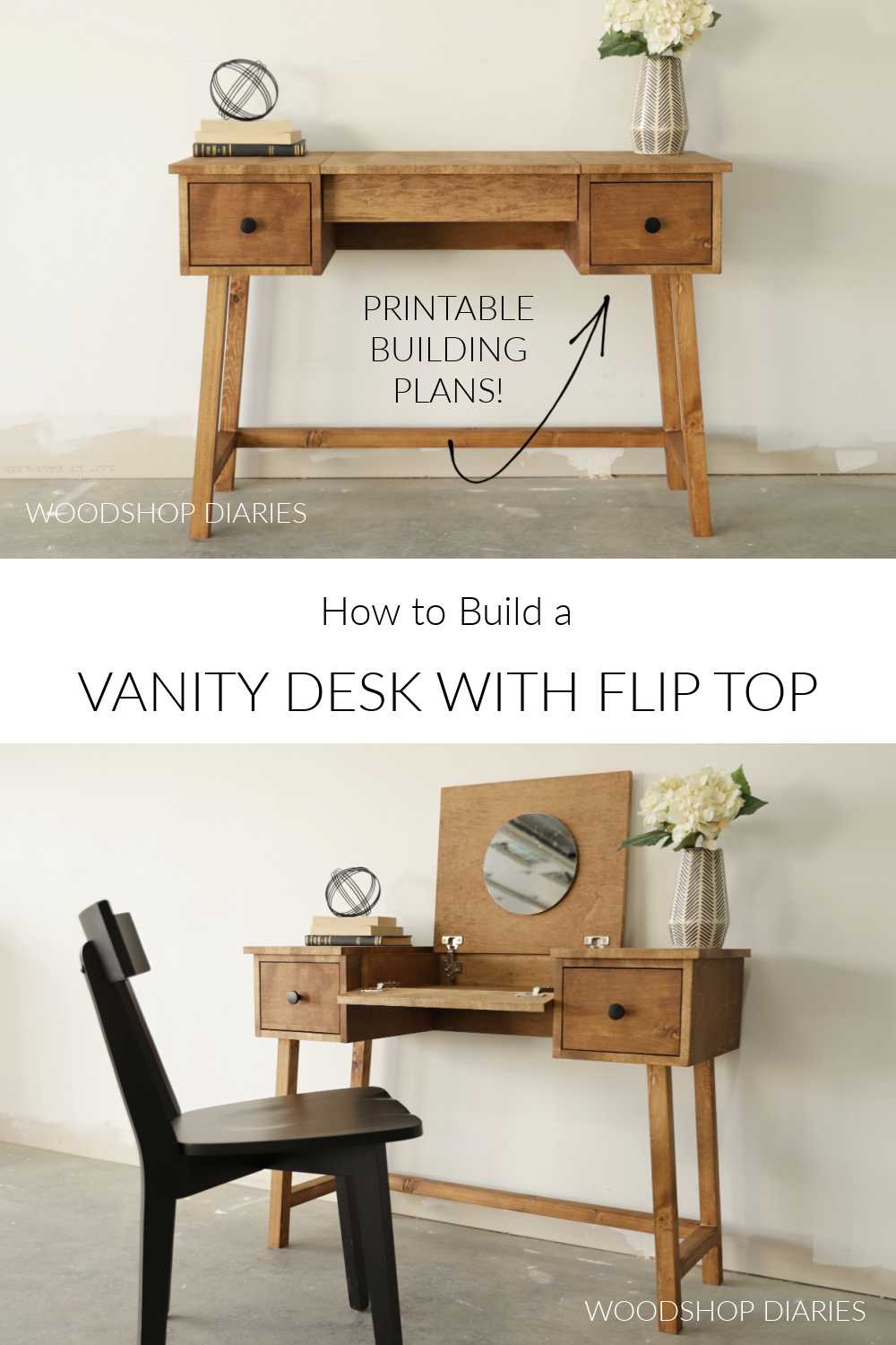 DIY MAKEUP VANITY DESK  With Storage (Plans Available) 