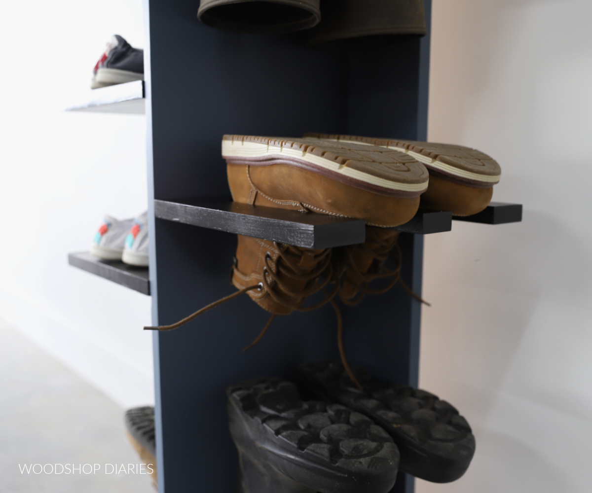 DIY Vertical Shoe Rack with Adjustable Shelves - The Nomad Studio