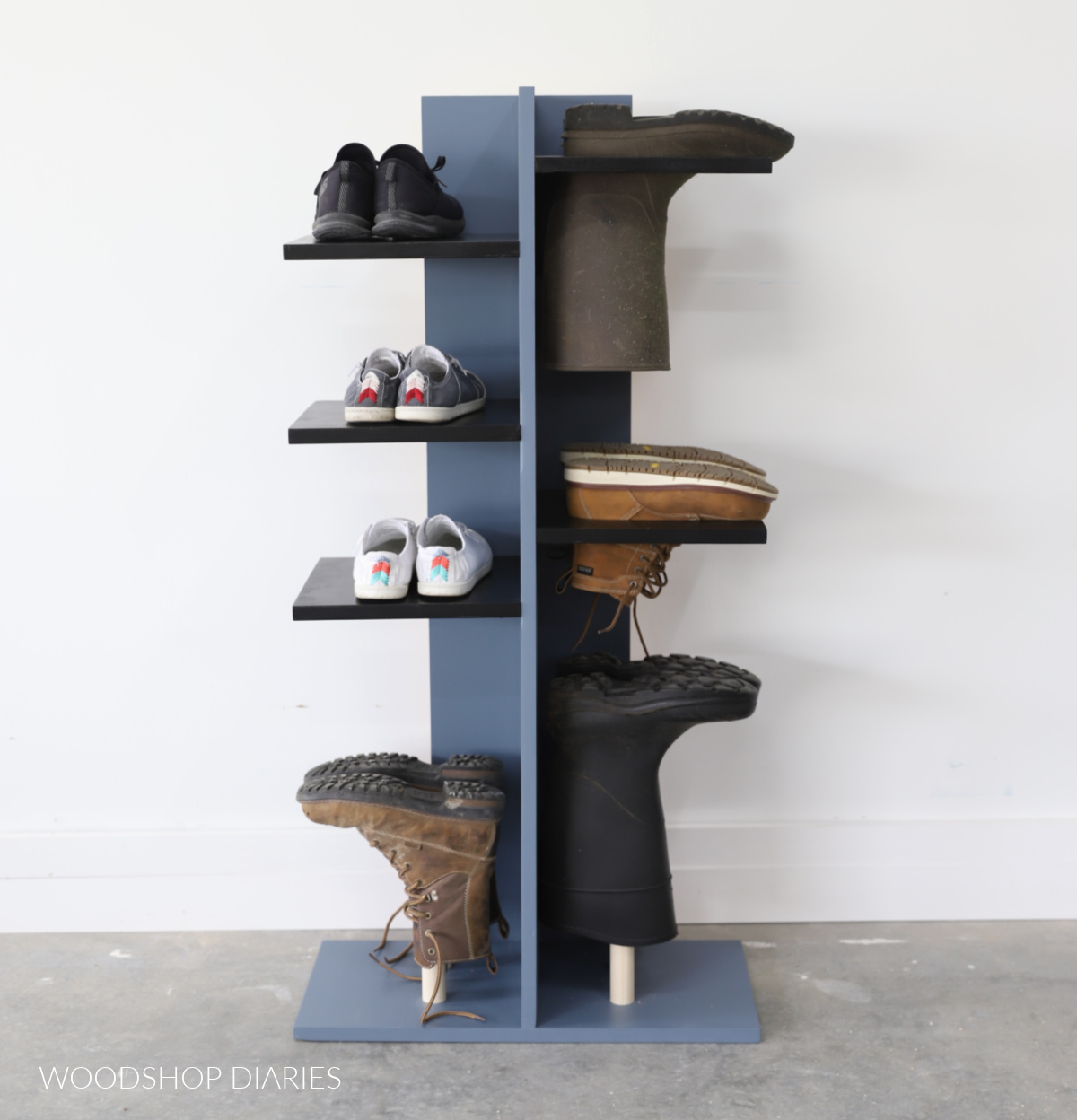 DIY Vertical Shoe Rack with Adjustable Shelves - The Nomad Studio