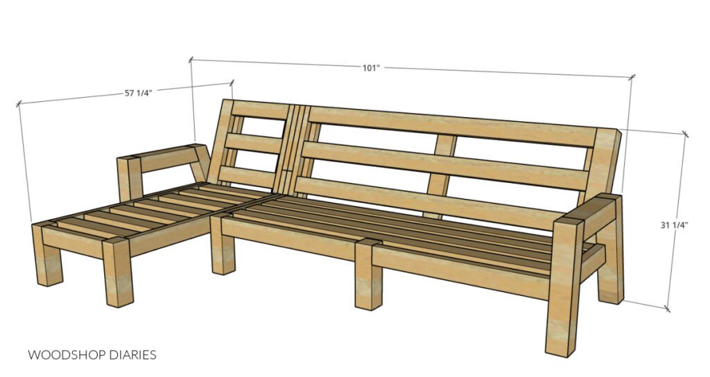 How To Build A Modular Outdoor Chaise Sectional--with Plans!